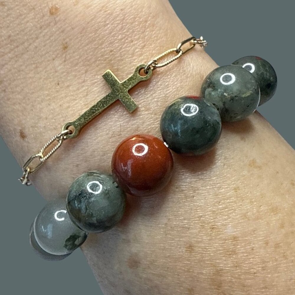 Afphan Blood Stone Bracelet Jewelry crystal beaded accessories handmade boho NEW